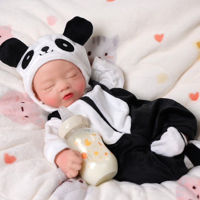 Babeside Annie 16" Full Silicone Reborn Baby Girl with Panda Jumpsuit(Pre-Order, Ship Date: March 15）