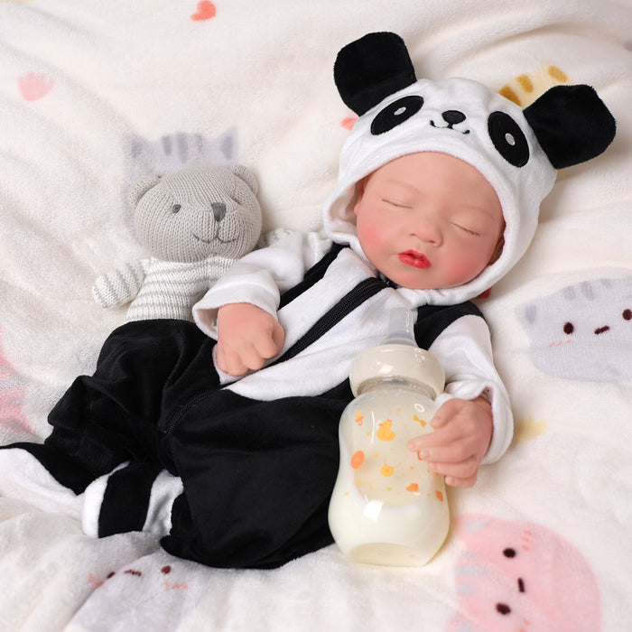 Babeside Annie 16" Full Silicone Reborn Baby Girl with Panda Jumpsuit(Pre-Order, Ship Date: March 15）