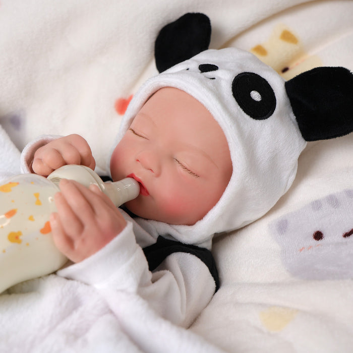 Babeside Annie 16" Full Silicone Reborn Baby Girl with Panda Jumpsuit(Pre-Order, Ship Date: March 15）