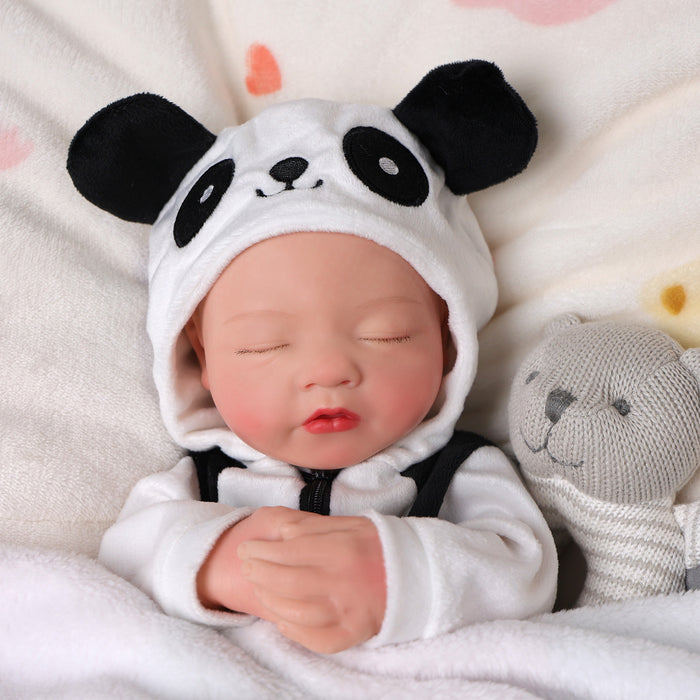 Babeside Annie 16" Full Silicone Reborn Baby Girl with Panda Jumpsuit(Pre-Order, Ship Date: March 15）
