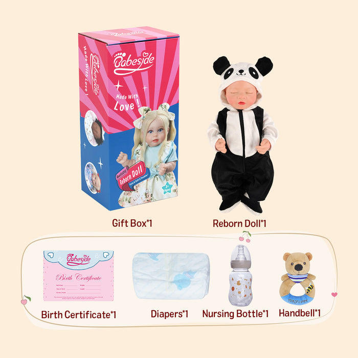 Babeside Annie 16" Full Silicone Reborn Baby Girl with Panda Jumpsuit(Pre-Order, Ship Date: March 15）