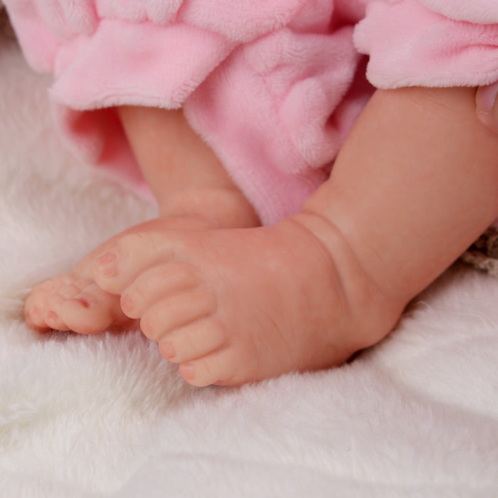 Babeside Aurora 16'' Full Silicone Reborn Baby Doll Girl Sleeping Adorable Pink Bunny