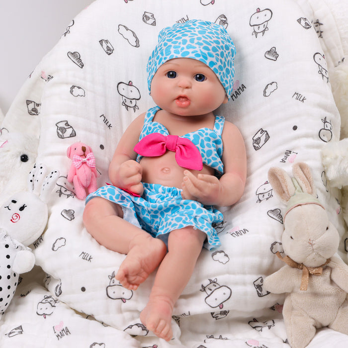 Babeside Bailyn 16'' Full Silicone Adorable Reborn Baby Doll Blue Eyes Infant Girl - Summer Style