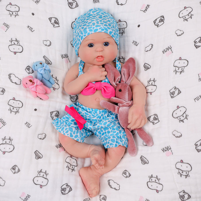 Babeside Bailyn 16'' Full Silicone Adorable Reborn Baby Doll Blue Eyes Infant Girl - Summer Style
