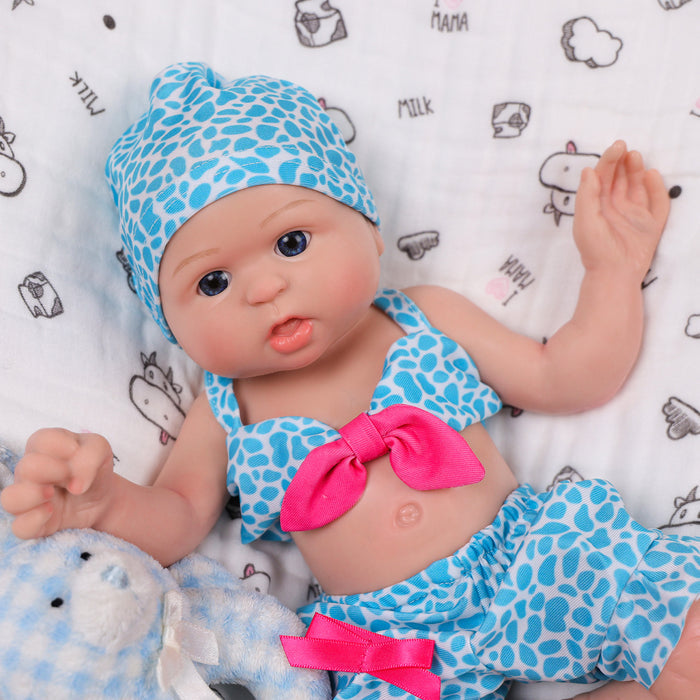 Babeside Bailyn 16'' Full Silicone Adorable Reborn Baby Doll Blue Eyes Infant Girl - Summer Style