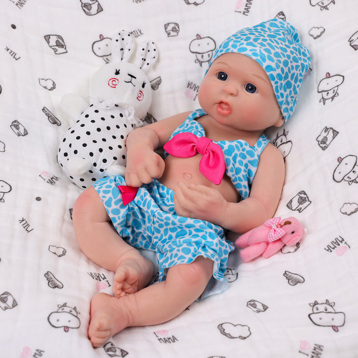 Babeside Bailyn 16'' Full Silicone Adorable Reborn Baby Doll Blue Eyes Infant Girl - Summer Style