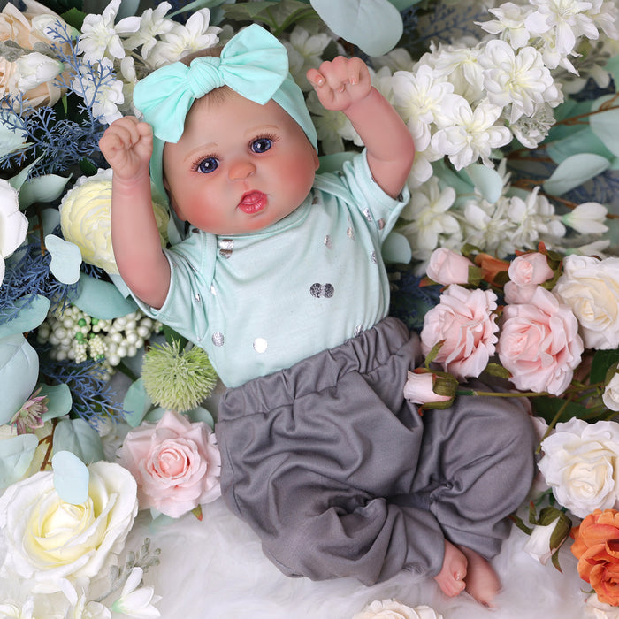 Babeside Bailyn 20'' Cutest Realistic Reborn Baby Girl Lifelike Doll with Mint Green Polka Dot Set