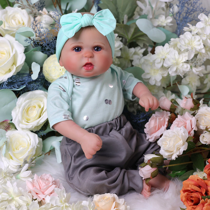 Babeside Bailyn 20'' Cutest Realistic Reborn Baby Girl Lifelike Doll with Mint Green Polka Dot Set