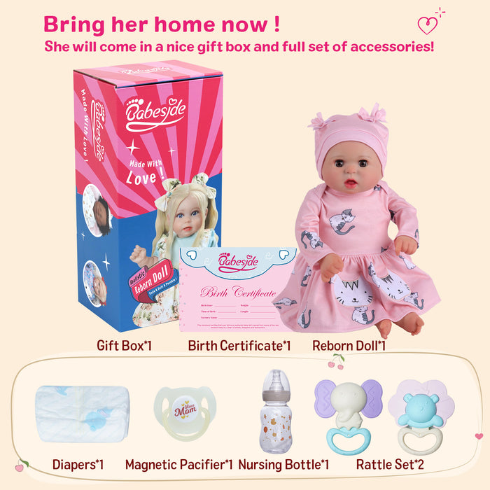 Babeside Bailyn 20" Open & Close Eyes Realistic Reborn Baby Doll Lovely Girl Pink Kitten