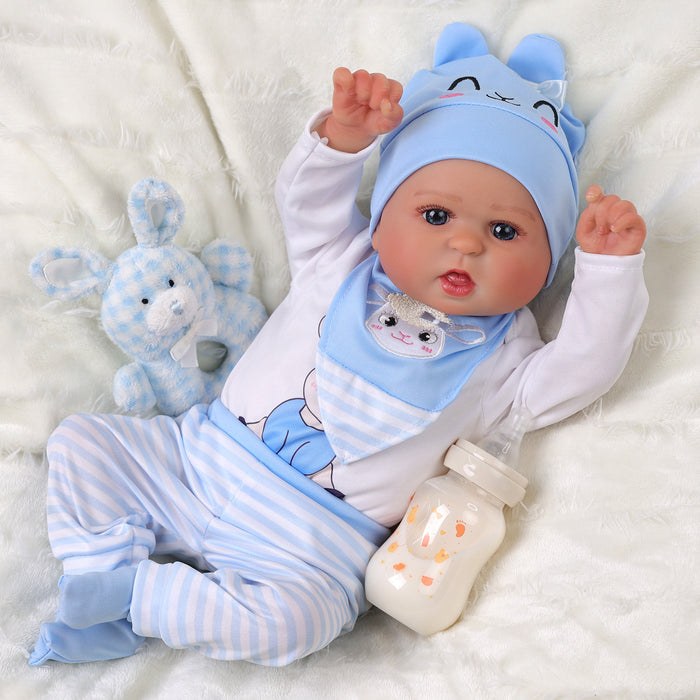 Babeside Bailyn 20'' Realistic Reborn Baby Doll Blue Eyes Awake Girl Lovely Blue Sheep