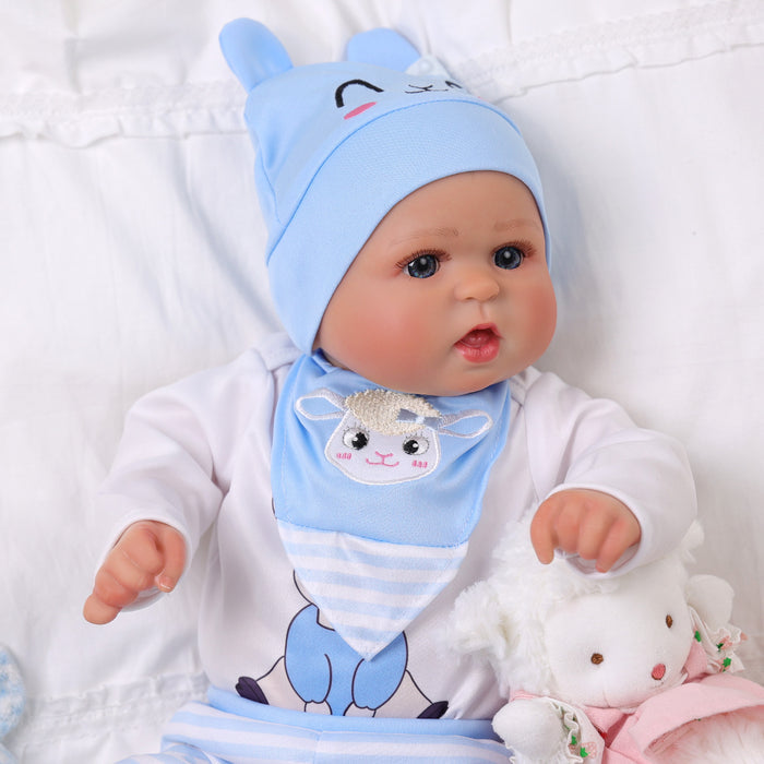 Babeside Bailyn 20'' Realistic Reborn Baby Doll Blue Eyes Awake Girl Lovely Blue Sheep