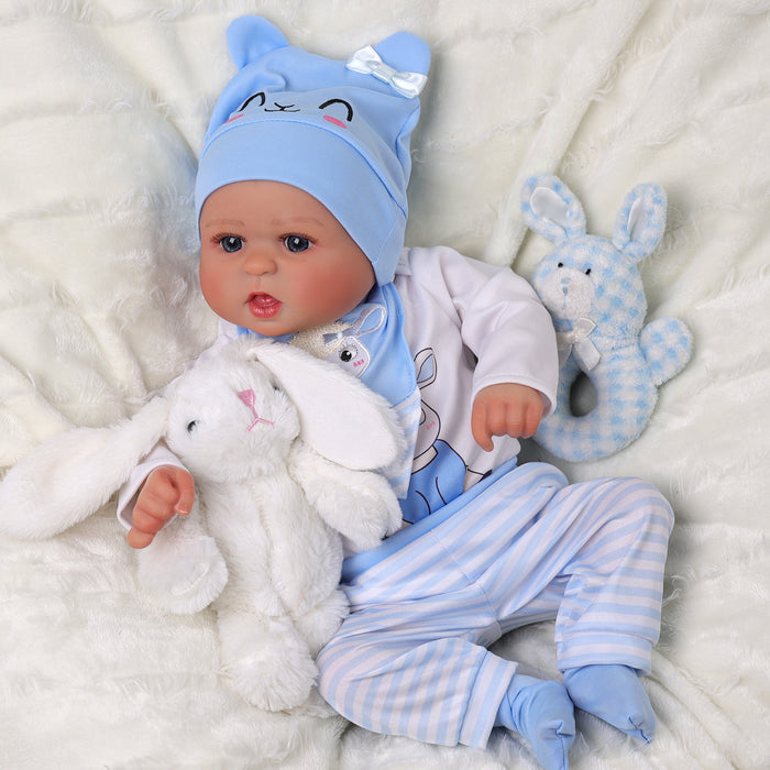 Babeside Bailyn 20'' Realistic Reborn Baby Doll Blue Eyes Awake Girl Lovely Blue Sheep