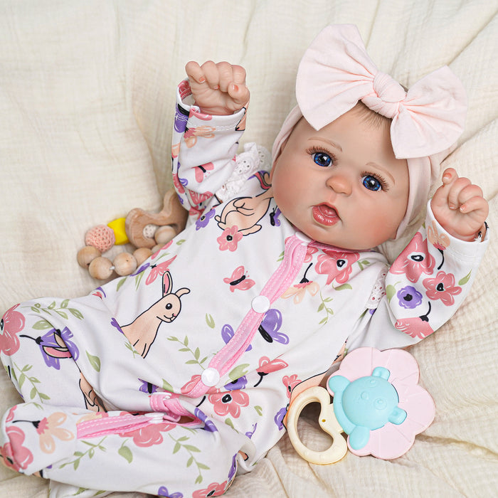 Babeside Bailyn 20'' Realistic Reborn Baby Doll Blue Eyes Awake Girl Lovely Bunny And Flowers