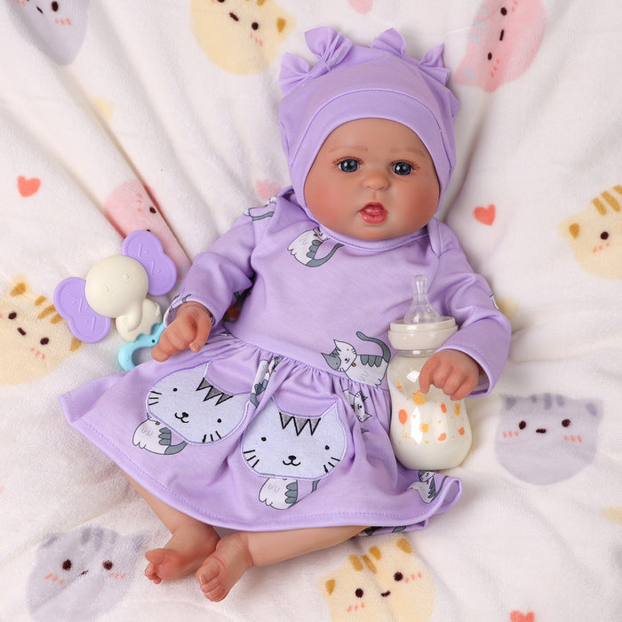 Babeside Bailyn 20'' Realistic Reborn Baby Doll Blue Eyes Awake Girl Lovely Purple Kitten