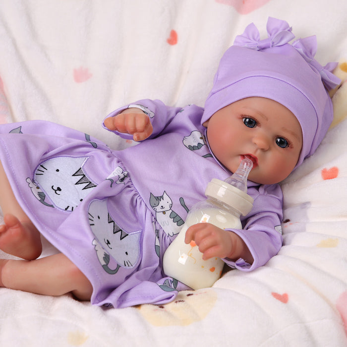 Babeside Bailyn 20'' Realistic Reborn Baby Doll Blue Eyes Awake Girl Lovely Purple Kitten
