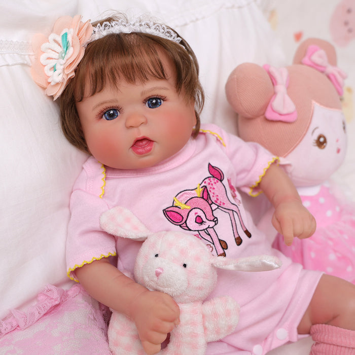 Babeside Bailyn 20'' Realistic Reborn Baby Doll Blue Eyes Awake Girl Pink Fawn