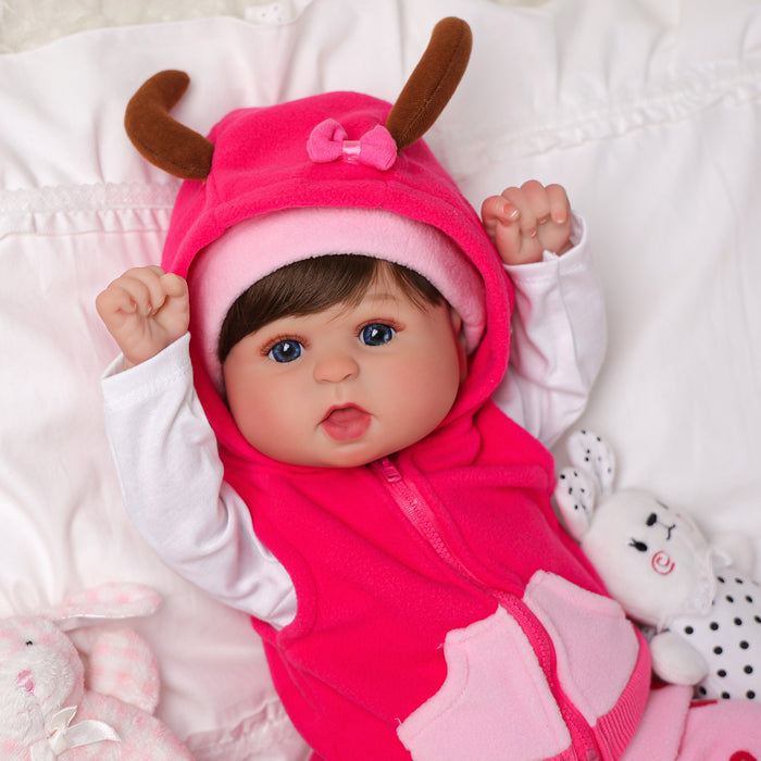 Babeside Bailyn 20'' Realistic Reborn Baby Doll Blue Eyes Awake Girl Winter Pink Love