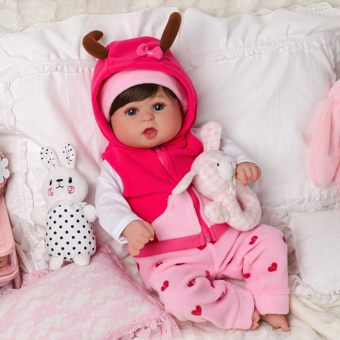 Babeside Bailyn 20'' Realistic Reborn Baby Doll Blue Eyes Awake Girl Winter Pink Love