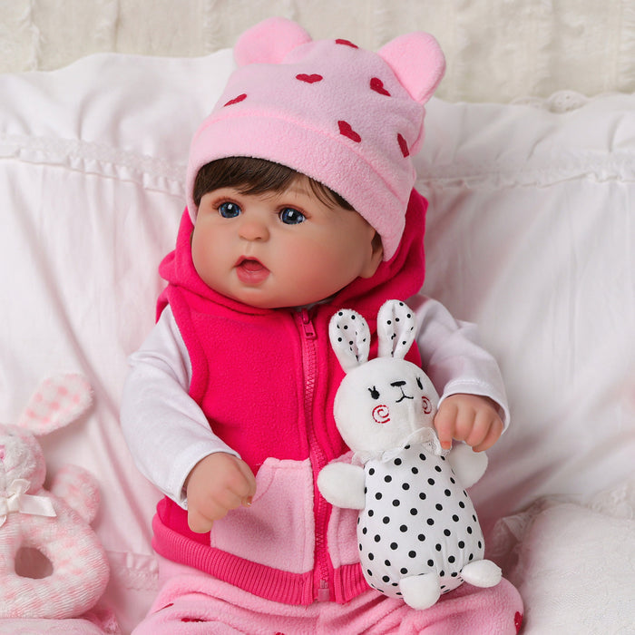 Babeside Bailyn 20'' Realistic Reborn Baby Doll Blue Eyes Awake Girl Winter Pink Love