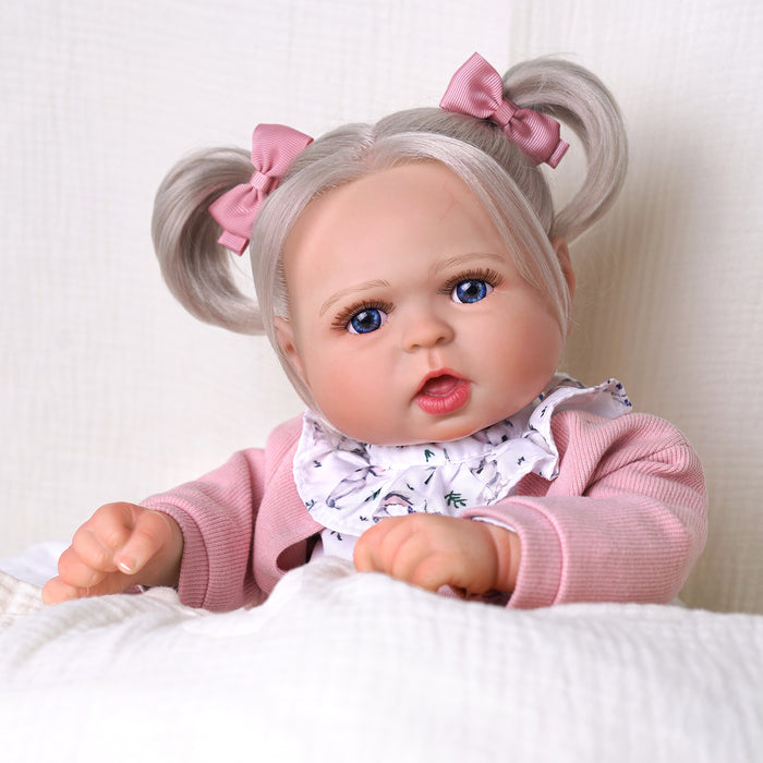 Babeside Bailyn 20'' Realistic Reborn Baby Doll Lifelike Blue Eyes Awake Girl Floral Pink Sweet