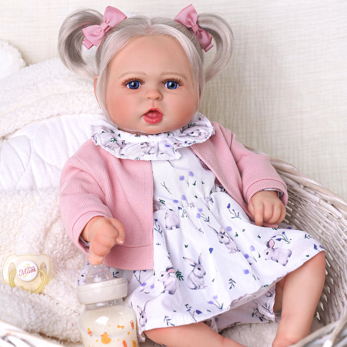 Babeside Bailyn 20'' Realistic Reborn Baby Doll Lifelike Blue Eyes Awake Girl Floral Pink Sweet