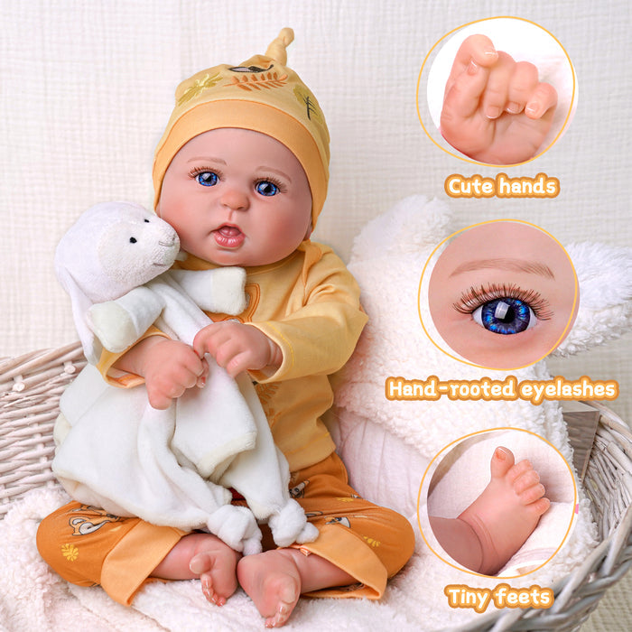 Babeside Bailyn 20'' Realistic Reborn Baby Doll Lifelike Blue Eyes Awake Girl Lovely Little Fox Orange