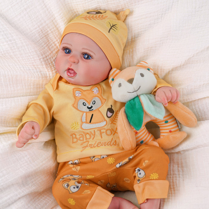 Babeside Bailyn 20'' Realistic Reborn Baby Doll Lifelike Blue Eyes Awake Girl Lovely Little Fox Orange