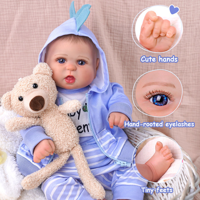 Babeside Bailyn 20'' Realistic Reborn Baby Doll Lifelike Blue Eyes Awake Girl Lovely Blue