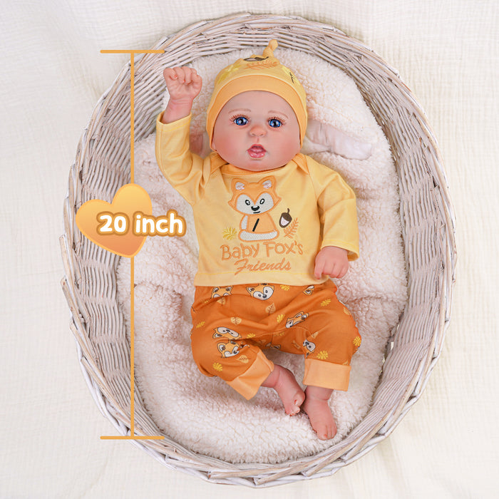 Babeside Bailyn 20'' Realistic Reborn Baby Doll Lifelike Blue Eyes Awake Girl Lovely Little Fox Orange