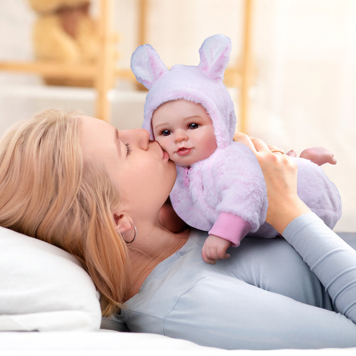 Babeside Becky 20'' Realistic Reborn Baby Doll Girl Awake Winter Lovely Pink Bunny