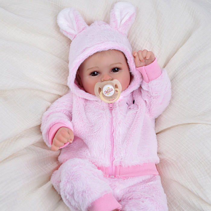 Babeside Becky 20'' Realistic Reborn Baby Doll Girl Awake Winter Lovely Pink Bunny