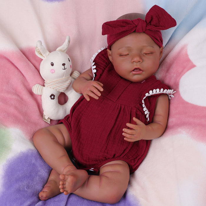 Babeside Bella 20'' Realistic Reborn Baby Doll Girl African American Sleeping Lovely Burgundy Red