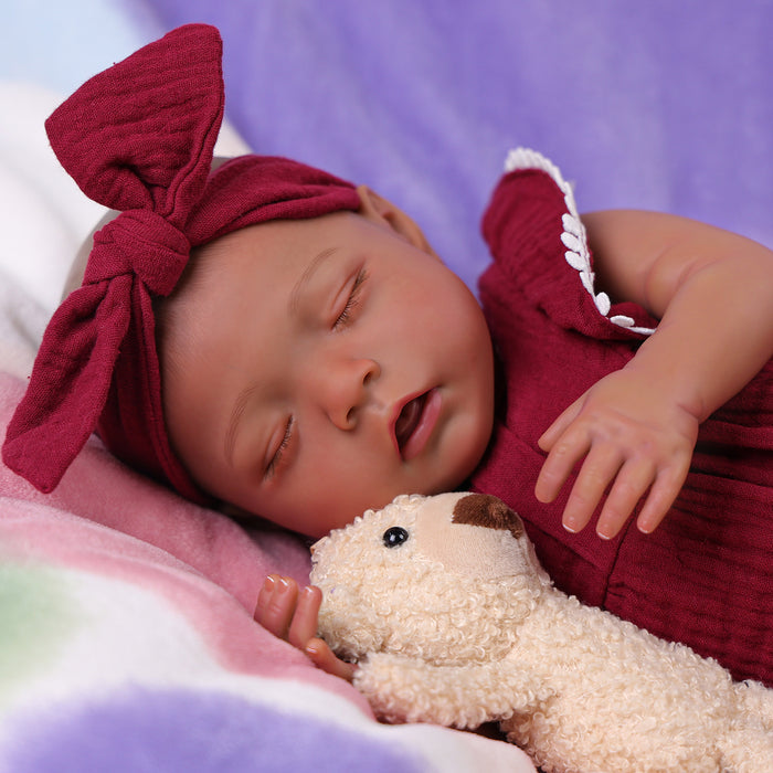Babeside Bella 20'' Realistic Reborn Baby Doll Girl African American Sleeping Lovely Burgundy Red