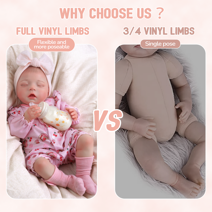 Babeside Bella 20'' Realistic Reborn Baby Doll Sleeping Girl Cherry Cake Dessert Pink Lovely