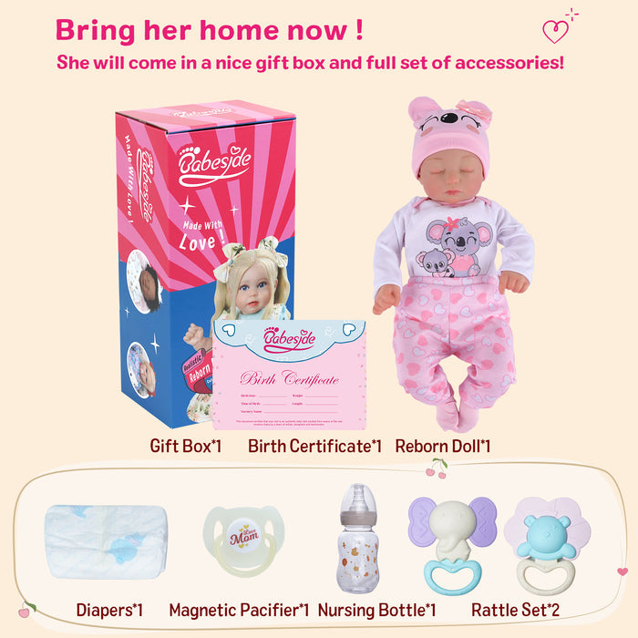 Babeside Beta & Reta 17" Realistic Reborn Baby Dolls Girl Boy Sleeping Twins Adorable Pink Blue With Heartbeat Coos And Breath