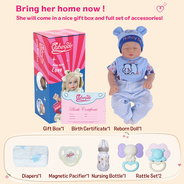 Babeside Beta & Reta 17" Realistic Reborn Baby Dolls Girl Boy Sleeping Twins Adorable Pink Blue With Heartbeat Coos And Breath