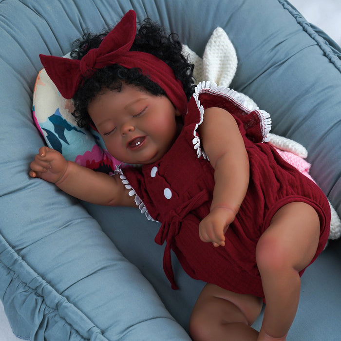 Babeside Bobby 20" Sleeping Lifelike Baby African American Girl Short Black Hair