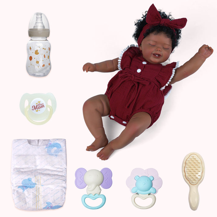 Babeside Bobby 20" Sleeping Lifelike Baby African American Girl Short Black Hair