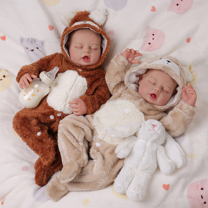 Babeside Bobo 20" Realistic Reborn Baby Dolls Adorable Boy Sleeping Soft And Lovely Twins With Heartbeat Coos And Breath