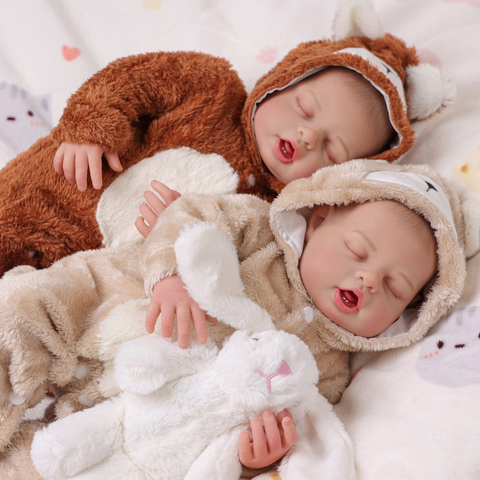 Babeside Bobo 20" Realistic Reborn Baby Dolls Adorable Boy Sleeping Soft And Lovely Twins With Heartbeat Coos And Breath