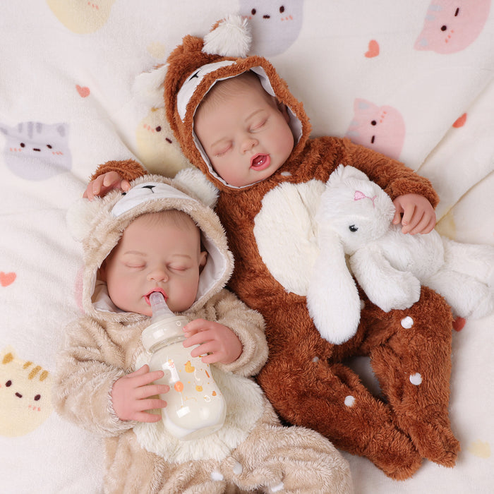 Babeside Bobo 20" Realistic Reborn Baby Dolls Adorable Boy Sleeping Soft And Lovely Twins With Heartbeat Coos And Breath