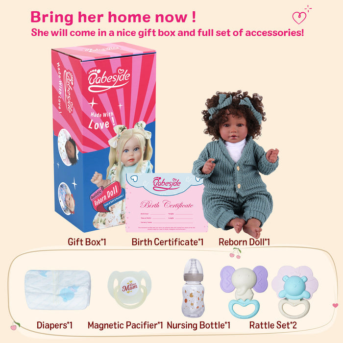 Babeside Callie 20'' Cutest Realistic Reborn Baby Doll African American Girl Awake