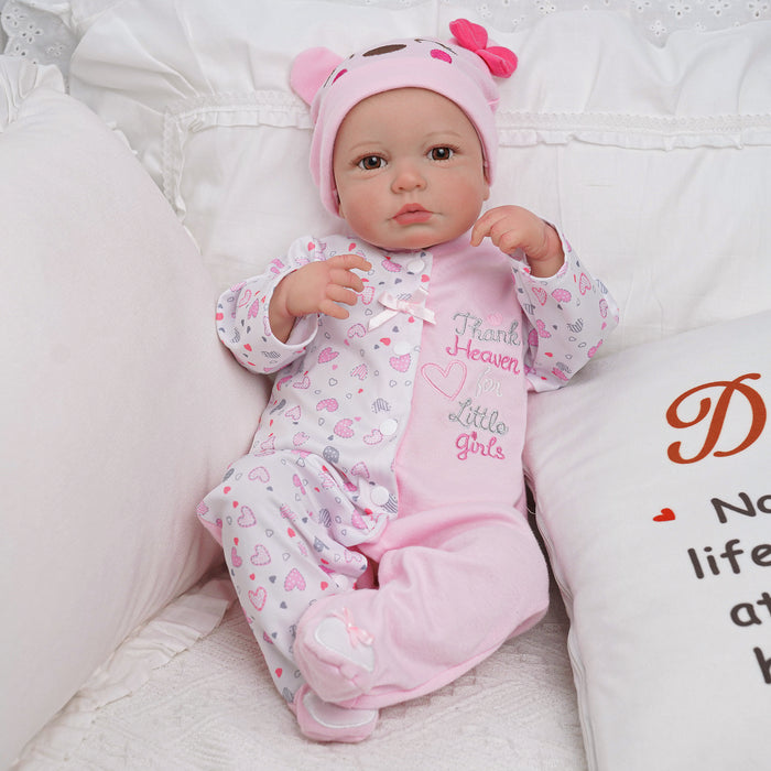 Babeside Carina 20'' Realistic Reborn Baby Doll Girl Lovely Hearts Pink Awake