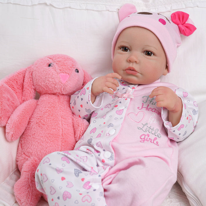 Babeside Carina 20'' Realistic Reborn Baby Doll Girl Lovely Hearts Pink Awake