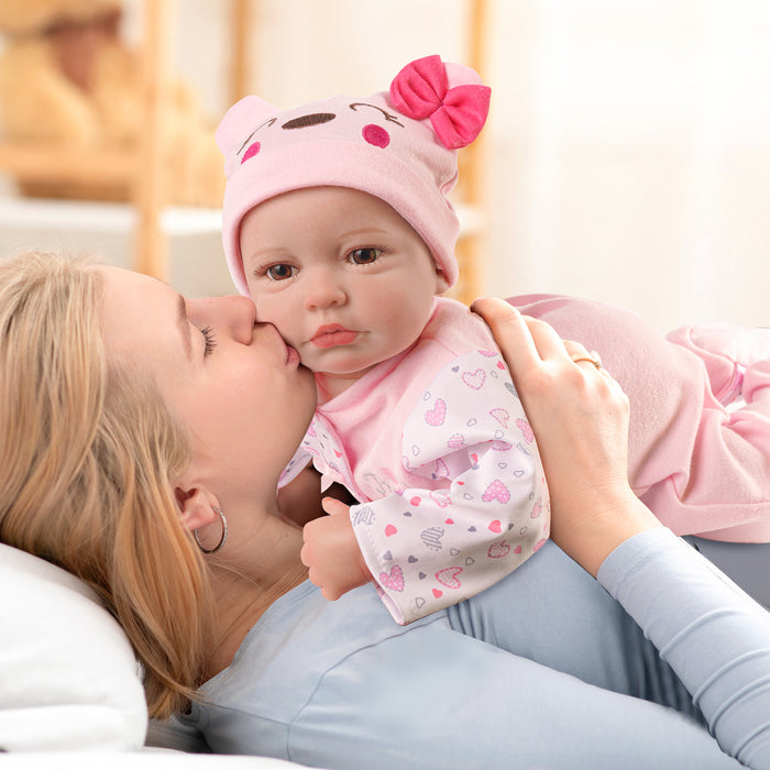 Babeside Carina 20'' Realistic Reborn Baby Doll Girl Lovely Hearts Pink Awake