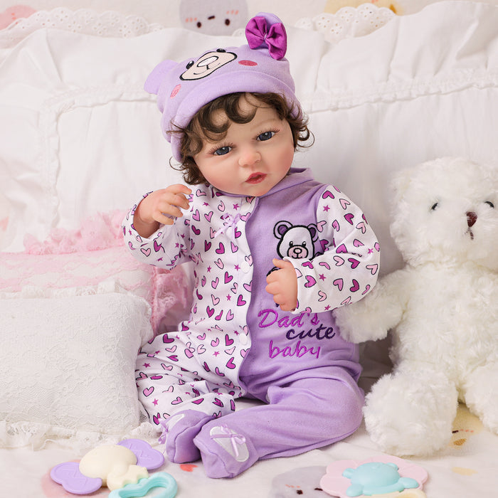 Babeside Casse 20" Reborn Baby Doll Infant Baby Girl Lovely Hearts Awake Purple