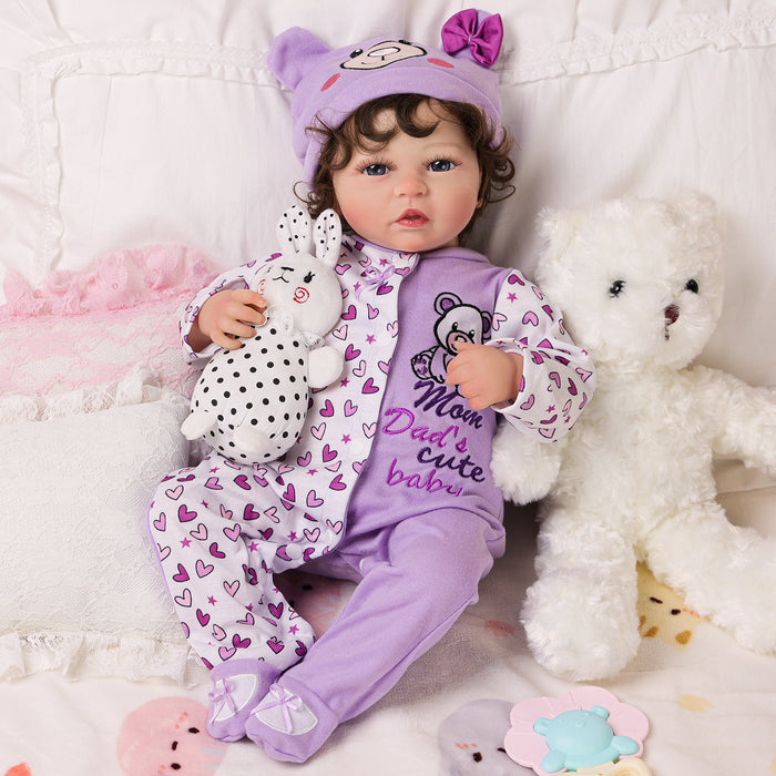 Babeside Casse 20" Reborn Baby Doll Infant Baby Girl Lovely Hearts Awake Purple