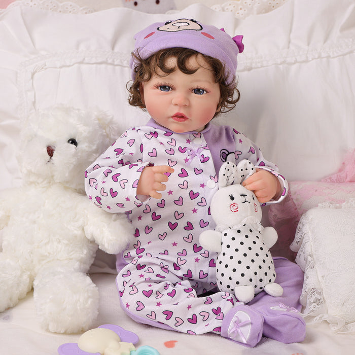 Babeside Casse 20" Reborn Baby Doll Infant Baby Girl Lovely Hearts Awake Purple