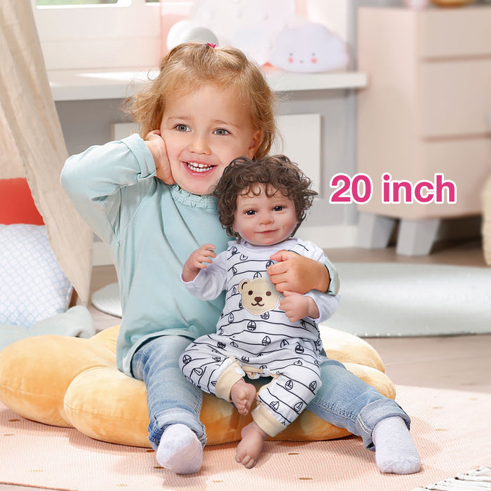 Babeside Cayle 20'' Realistic Reborn Infant Baby Doll Boy Awake Brown Eyes Lovely Bear Smiling