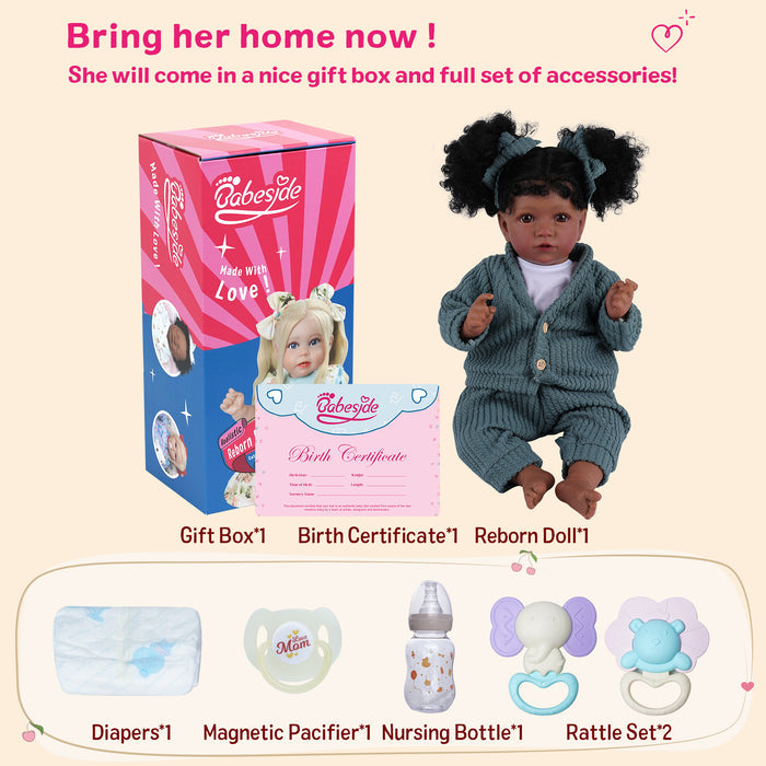 Babeside Celina 20'' Realistic Reborn Baby Doll Girl African American Lovely Lifelike Awake